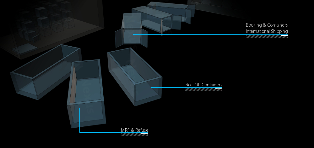 Roll-off containers, shipping containers and MRF refuse/trash/single-stream